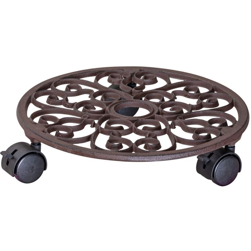 foto del prodotto wagner carrello per piante antik 29 x 6,5 cm i carrello per fiori e piante per interni ed esterni, rame i portavaso in ghisa con 2 freni i