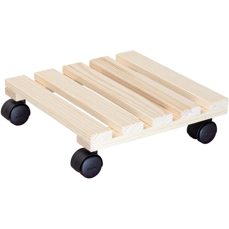 foto del prodotto wagner carrello per piante e fiori paletti 29 x 29 x 8 cm i per interni certificato fsc i portavaso in legno massello naturale con ruote i portata