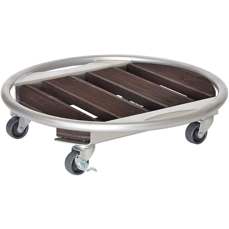 foto del prodotto wagner carrello per piante venezia medio 38 x 9 cm i carrello per fiori per interni ed esterni i portavasi di legno noce ed metallo i 2 freni i