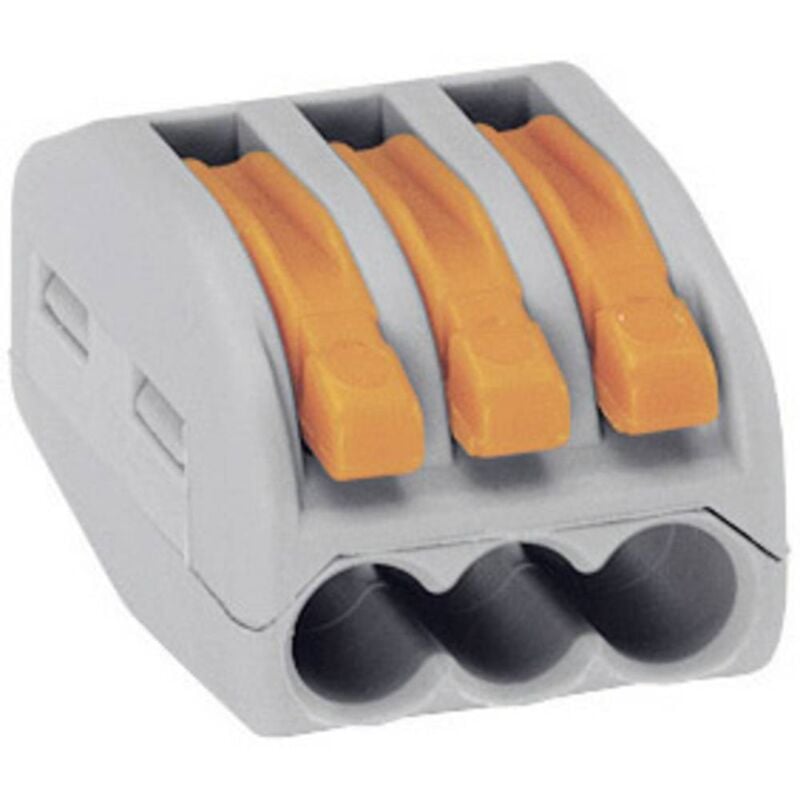 foto del prodotto wago 222 413 50 222 morsetto flessibile 0.08 4 mm rigido 0.08 2.5 mm numero poli num 3 50 pz. grigio, arancione