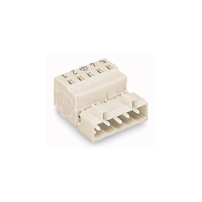 foto del prodotto wago 721 605 000 042 connettore maschio a 5 poli calettato con contatto di terra avanzato passo 5mm grigio chiaro