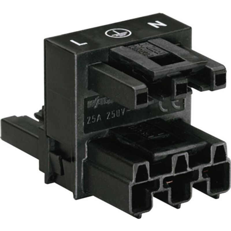 foto del prodotto wago connettore di distribuzione tipo h spina di rete, presa di rete presa di rete tot poli 2 pe nero 1 pz.