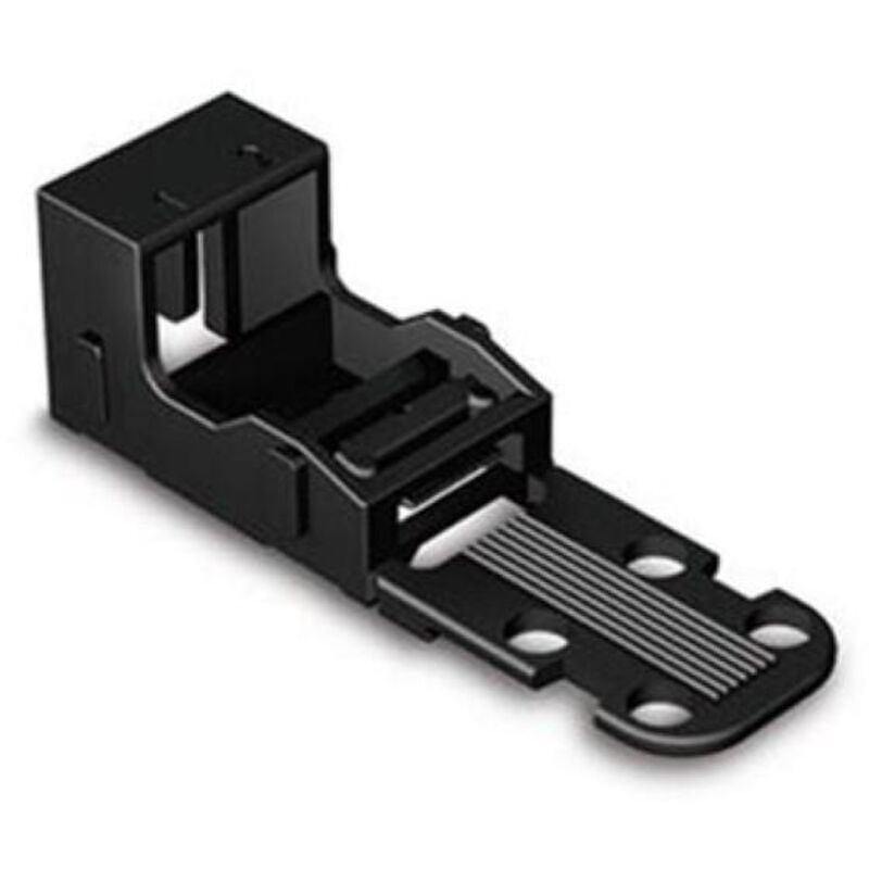 foto del prodotto wago - supporto di montaggio - per morsettieri a 2 conduttori - serie 221 - 4 mm - con piedino a incastro per montaggio verticale - nero
