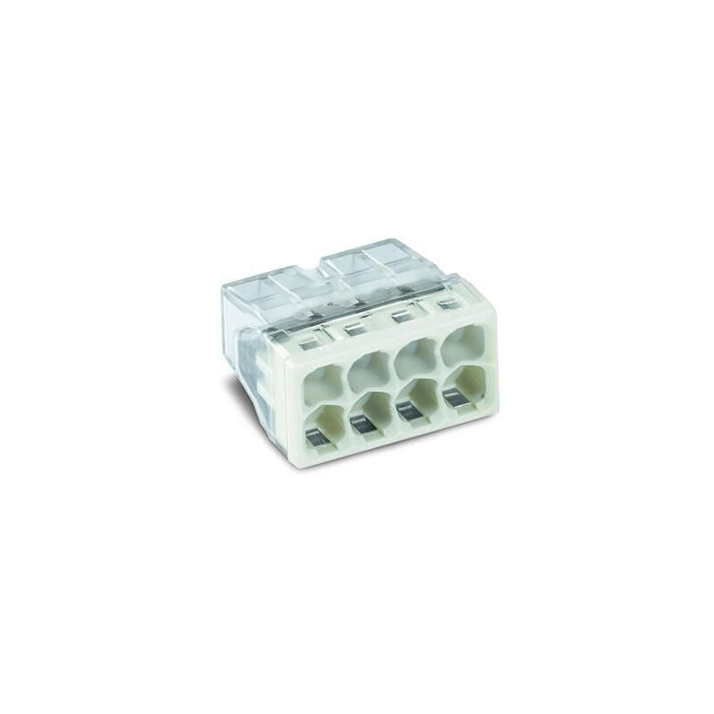 foto del prodotto wago terminale a leva per tutti i tipi di conduttori 8 x 0,5 a 2,5 mm trasparente grigio 50 pezzi 2273 208