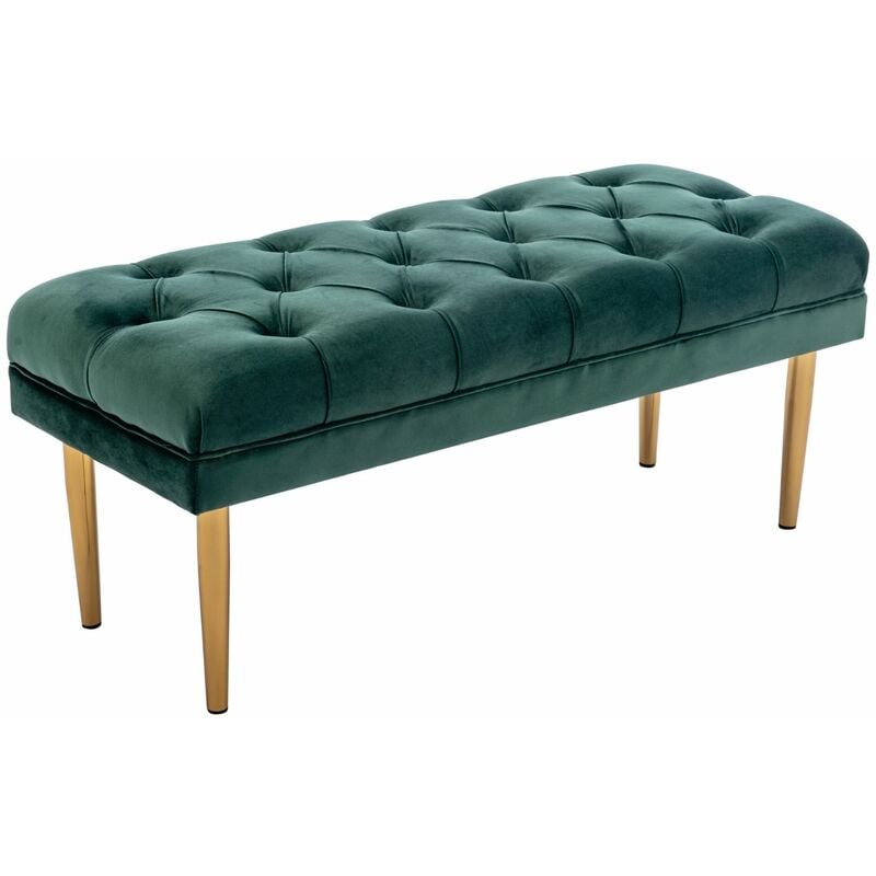 foto del prodotto wahson office chairs panca imbottita fondo letto panchina ingresso moderna con gambe dorate panca per camera , velluto, verde