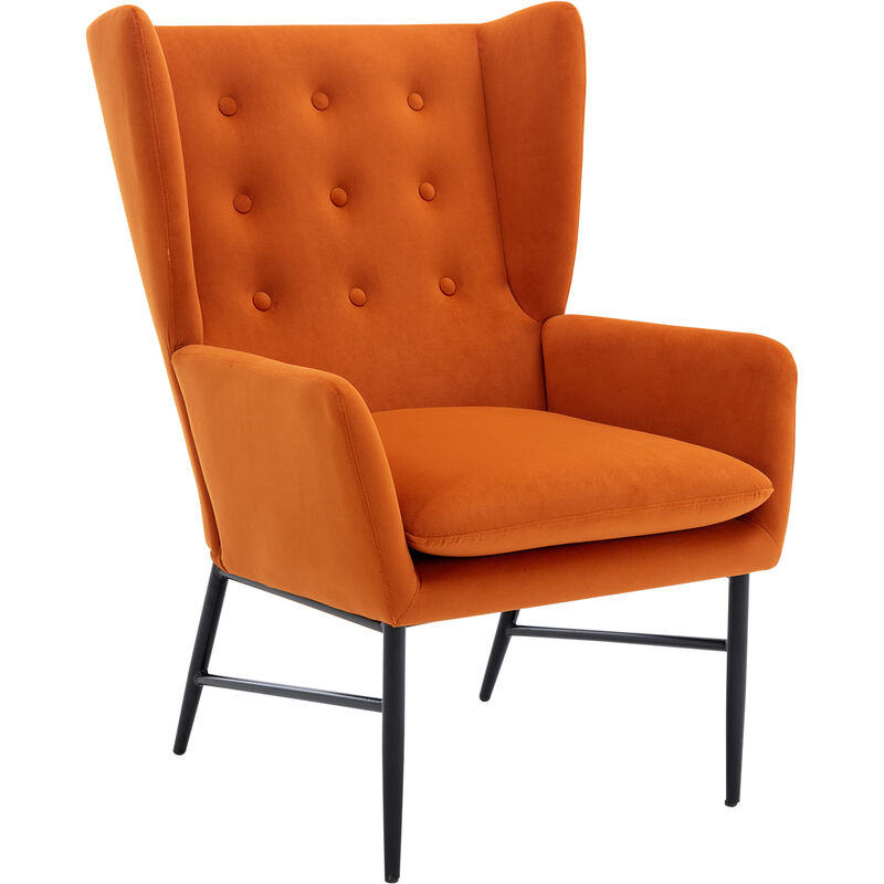 foto del prodotto wahson office chairs poltrona imbottita con gambe in metallo poltroncina in velluto per soggiorno, arancia