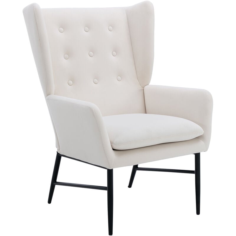foto del prodotto wahson office chairs poltrona imbottita con gambe in metallo poltroncina in velluto per soggiorno, beige