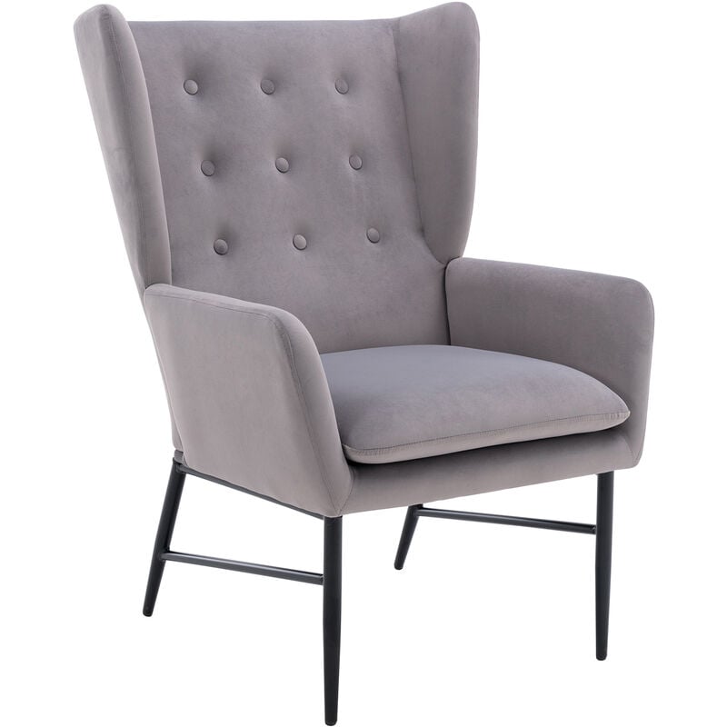 foto del prodotto wahson office chairs poltrona imbottita con gambe in metallo poltroncina in velluto per soggiorno,grigio