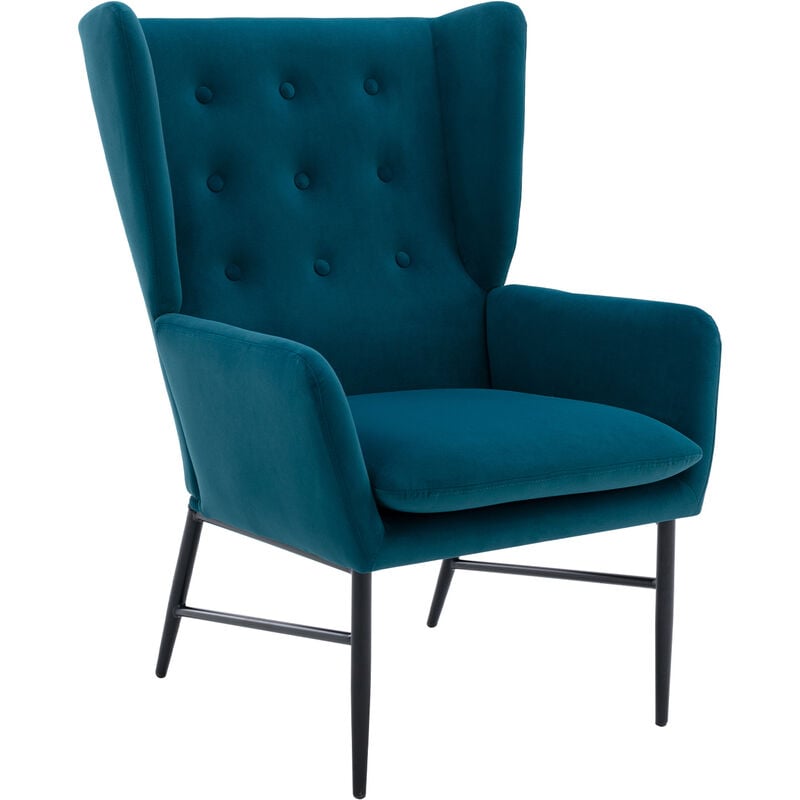 foto del prodotto wahson office chairs poltrona imbottita con gambe in metallo poltroncina in velluto per soggiorno, petrolio