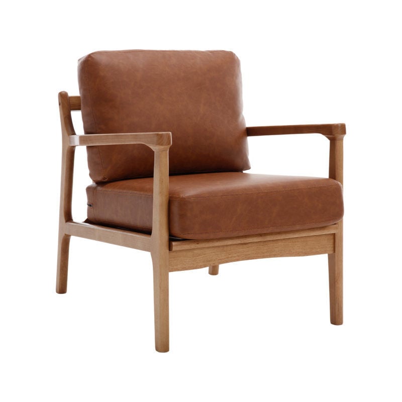 foto del prodotto wahson office chairs poltrona imbottita in pu poltroncina in legno sedia da salotto moderna per soggiorno, marrone