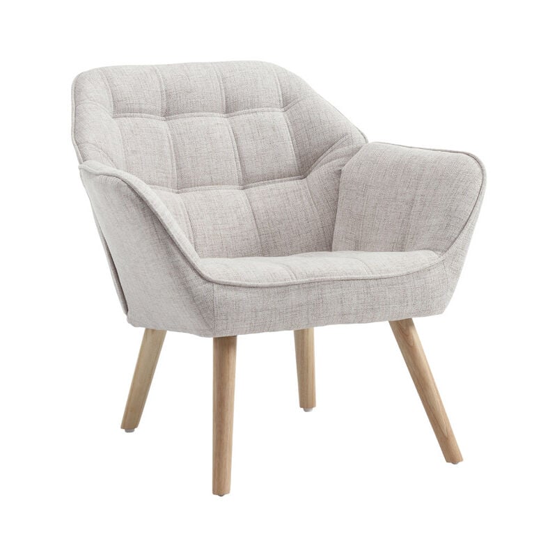 foto del prodotto wahson office chairs poltrona imbottita in tessuto di lino poltroncina moderna gambe in legno sedia da salotto per camera da letto soggiorno, beige