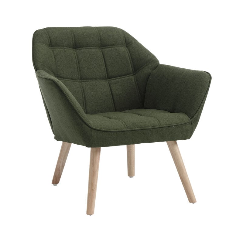 foto del prodotto wahson office chairs poltrona imbottita in tessuto di lino poltroncina moderna gambe in legno sedia da salotto per camera da letto soggiorno, verd