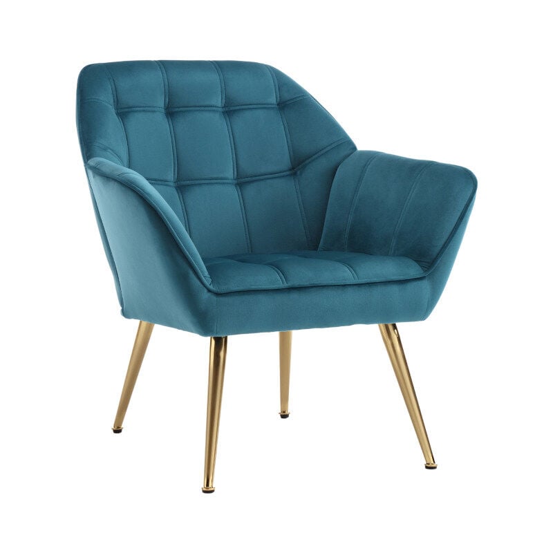 foto del prodotto wahson office chairs poltrona imbottita in velluto poltroncina moderna gambe in legno sedia da salotto per camera da letto soggiorno, blu