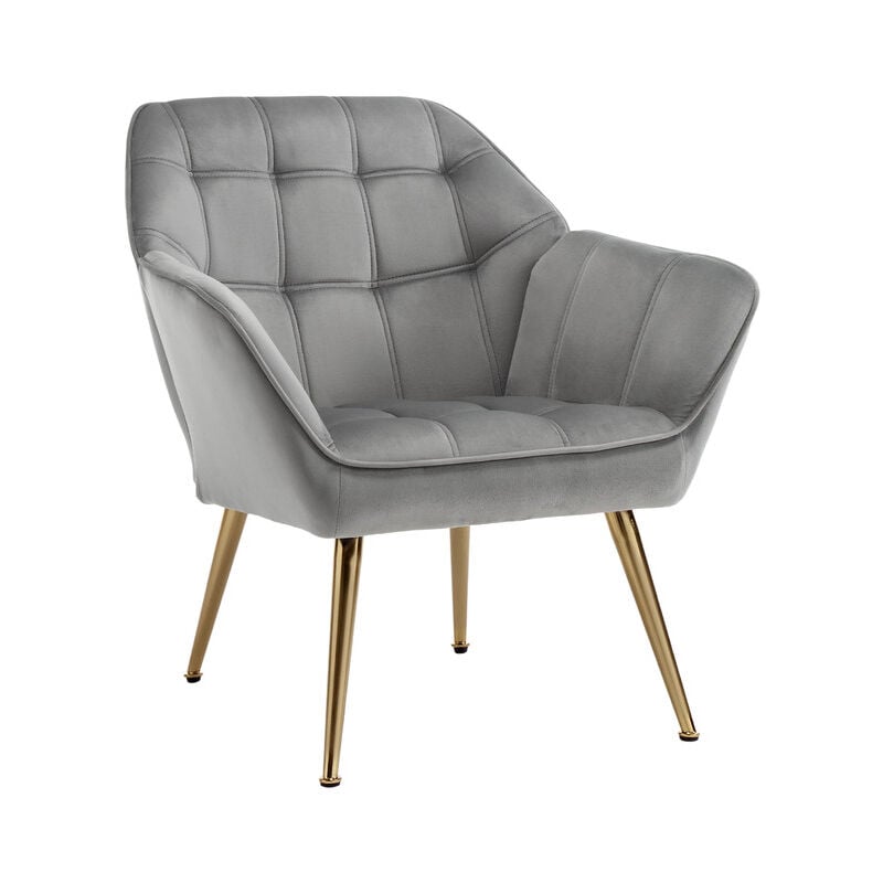 foto del prodotto wahson office chairs poltrona imbottita in velluto poltroncina moderna gambe in legno sedia da salotto per camera da letto soggiorno, grigio