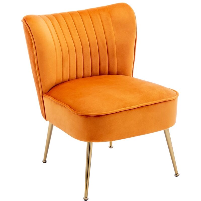 foto del prodotto wahson office chairs poltrona imbottita moderna sedia da salotto in velluto poltroncina con gambe in metallo dorato per soggiorno, arancione