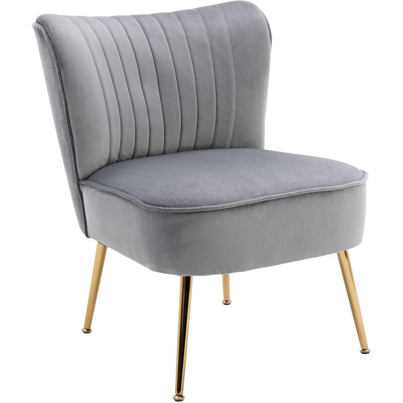 foto del prodotto wahson office chairs poltrona imbottita moderna sedia da salotto in velluto poltroncina con gambe in metallo dorato per soggiorno, grigio