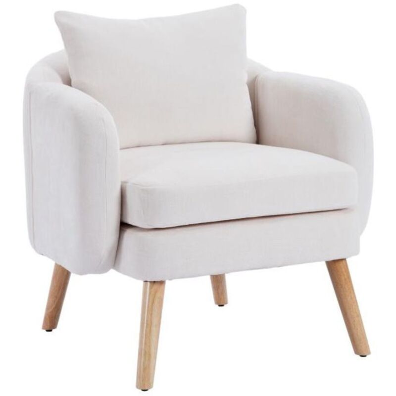 foto del prodotto wahson office chairs poltrona imbottita poltroncina moderna in tessuto poltrona salotto con gambe in legno per soggiorno, beige, wahson