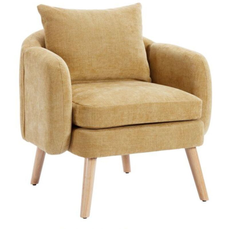 foto del prodotto wahson office chairs poltrona imbottita poltroncina moderna in tessuto poltrona salotto con gambe in legno per soggiorno, giallo, wahson