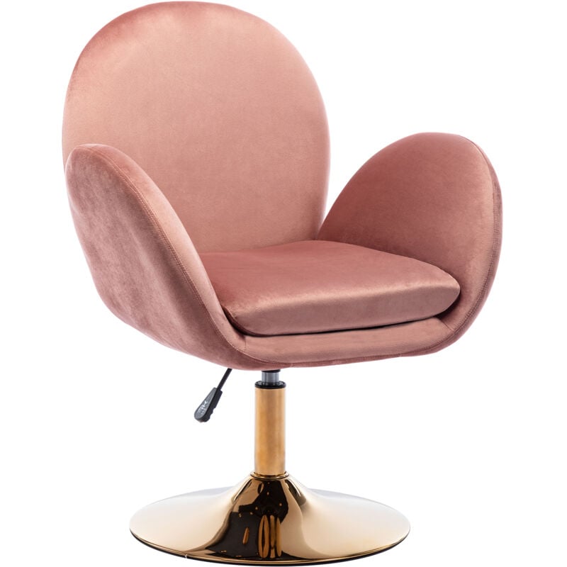 foto del prodotto wahson office chairs poltrona relax in velluto , poltrona imbottita poltrocina in velluto girevole e regolabile, rosa