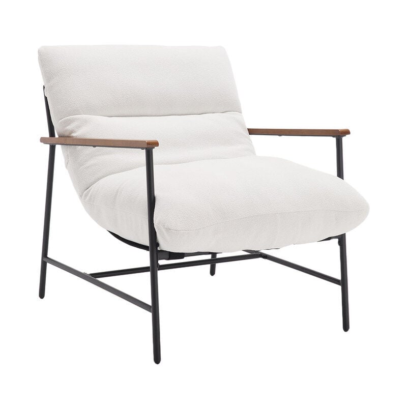 foto del prodotto wahson office chairs poltrona salotto moderno poltroncine da salotto in pelliccia sintetica poltroncina imbottita con braccioli in metallo poltrone