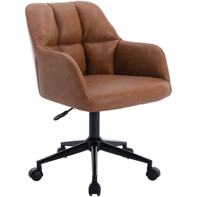 foto del prodotto wahson office chairs sedia da scrivania girevole sedia da ufficio imbottita con rotelle regolabile in altezza per studio, ecopelle, marrone