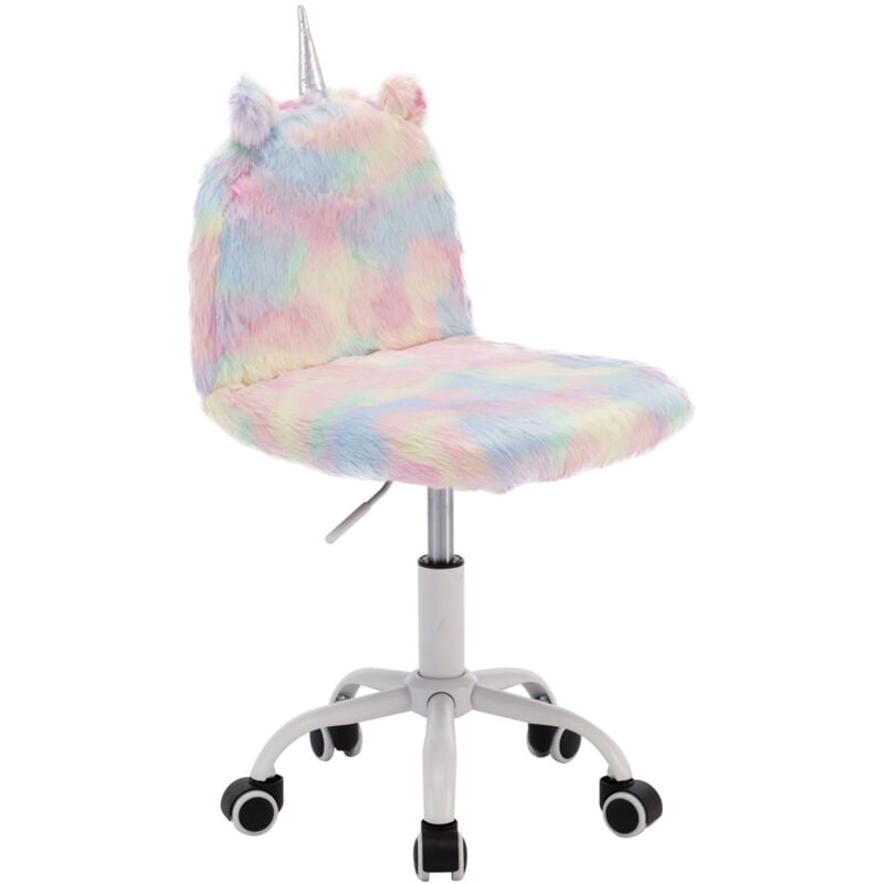 foto del prodotto wahson office chairs sedia da scrivania per bambini in finta pelliccia sedia girevole regolabile sedia da studio per cameretta ragazzi, colorato