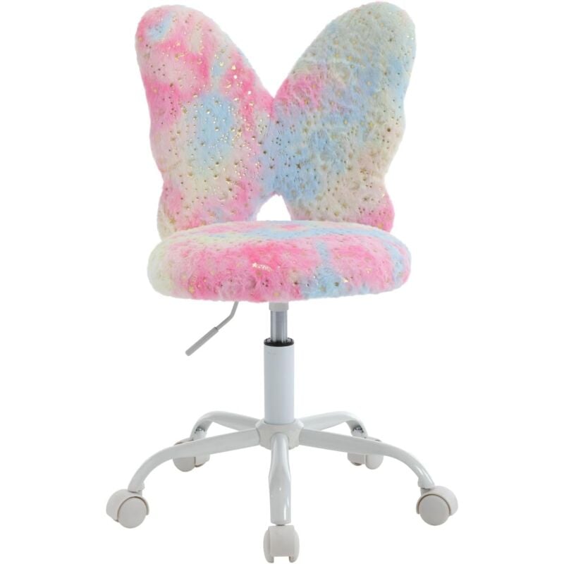 foto del prodotto wahson office chairs sedia da scrivania per bambini in pelliccia sedia per bambini girevole regolabile a farfalla sedia da studio per cameretta,