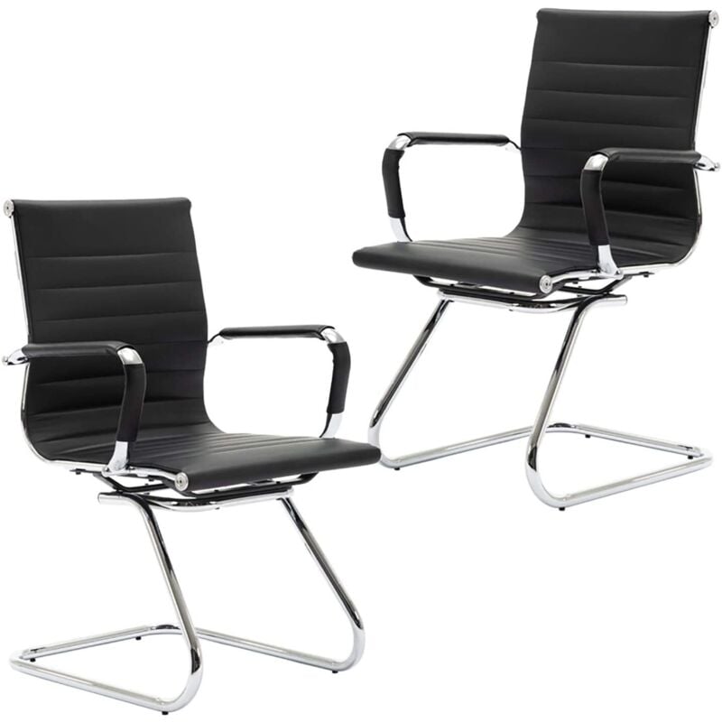foto del prodotto wahson office chairs sedia da scrivania set di 2 sedia cantilever in simipelle sedie da conferenze, braccioli cromati, ufficio per ufficio di