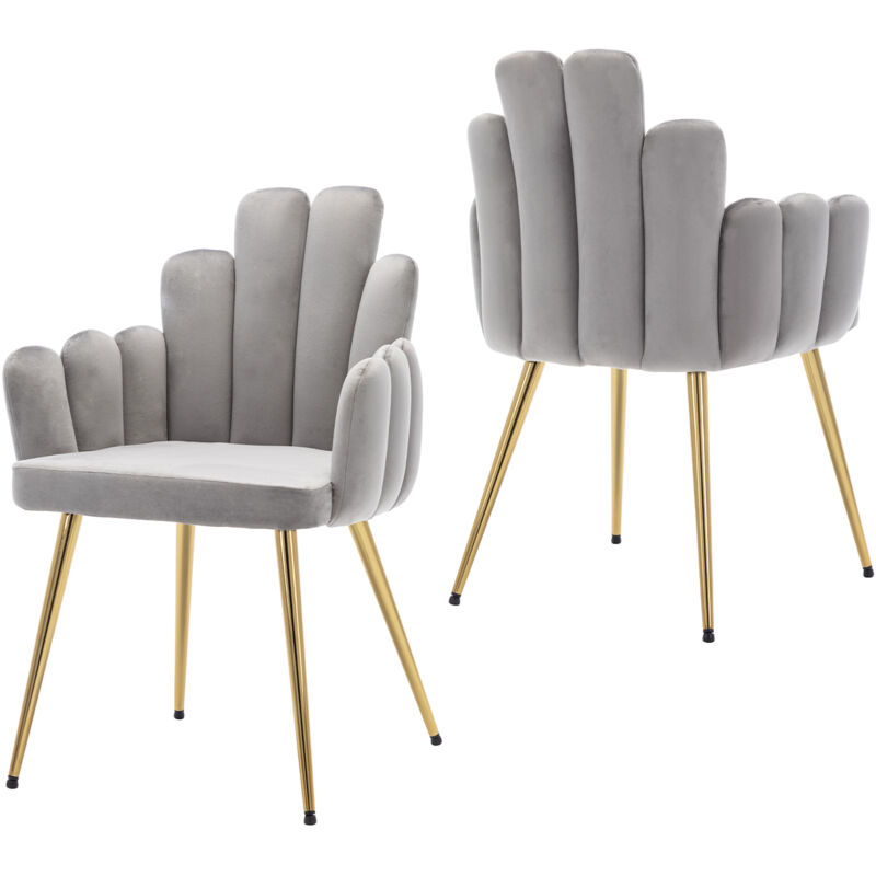 foto del prodotto wahson office chairs set di 2 sedie da pranzo moderne in velluto sedie da cucina con gambe in metallo per soggiorno, grigio