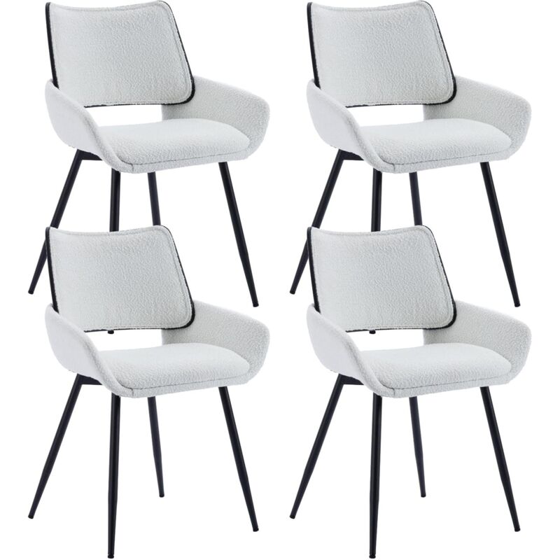 foto del prodotto wahson office chairs set di 4 sedie da pranzo sedie da cucina moderne in pelliccia sintetica sedie sala da pranzo con gambe in metallo, bianca