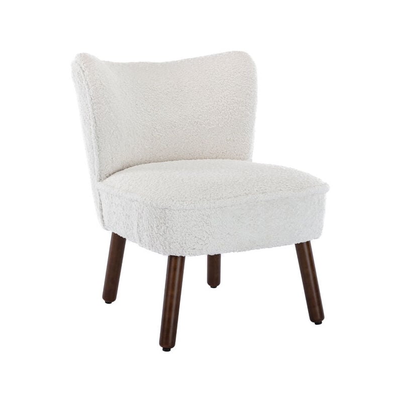 foto del prodotto wahson office chairs wahson poltrona imbottita moderna sedia da salotto in pelliccia poltroncina con gambe in legno, bianco