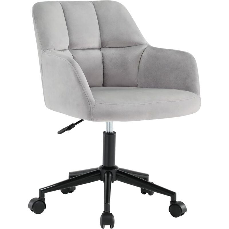 foto del prodotto wahson office chairs wahson sedia da scrivania girevole sedia da ufficio imbottita con rotelle regolabile in altezza per studio, velluto, grigio