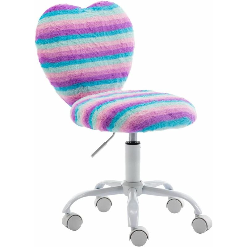 foto del prodotto wahson office chairs wahson sedia da scrivania per bambini regolabile in altezza sedia da studio per ragazze, pelliccia, arcobaleno