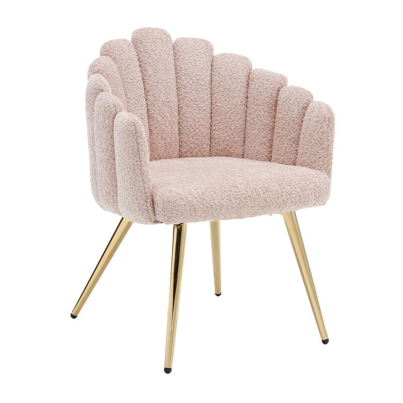 foto del prodotto wahson poltrona imbottita moderna poltroncina in pelliccia sintetica sedia da salotto con gambe in metallo, rosa