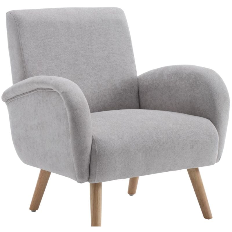 foto del prodotto wahson poltrone relax, poltrona imbottita in tessuto poltroncina moderna con gambe in legno sedia da salotto per soggiorno camera da letto, grigio