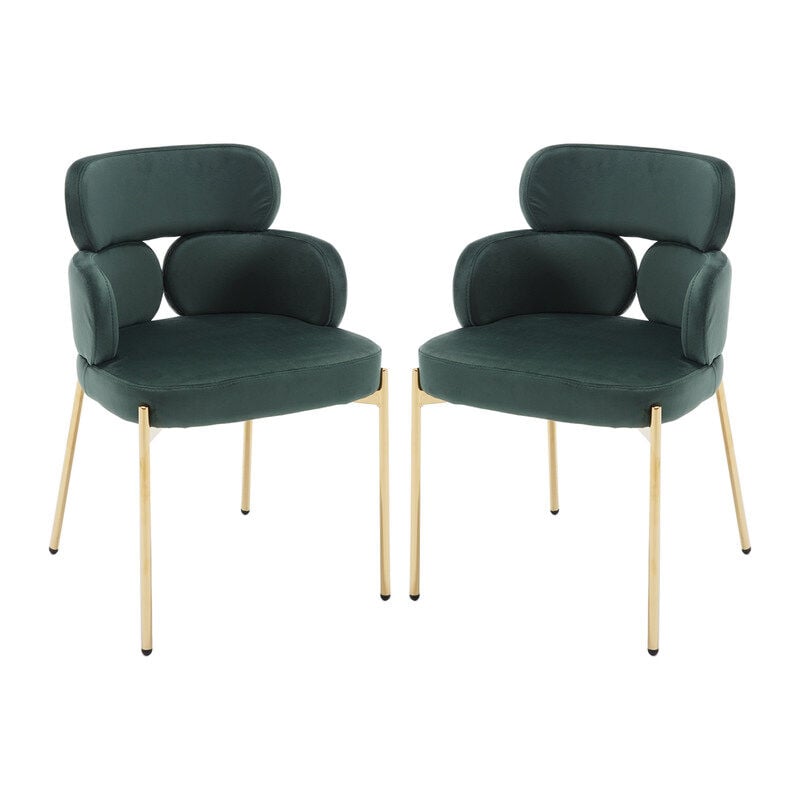 foto del prodotto wahson sedie set di 2, sedie da pranzo in velluto sedie da cucina moderne con gambe in metallo dorato sedie da salotto imbottite, verde