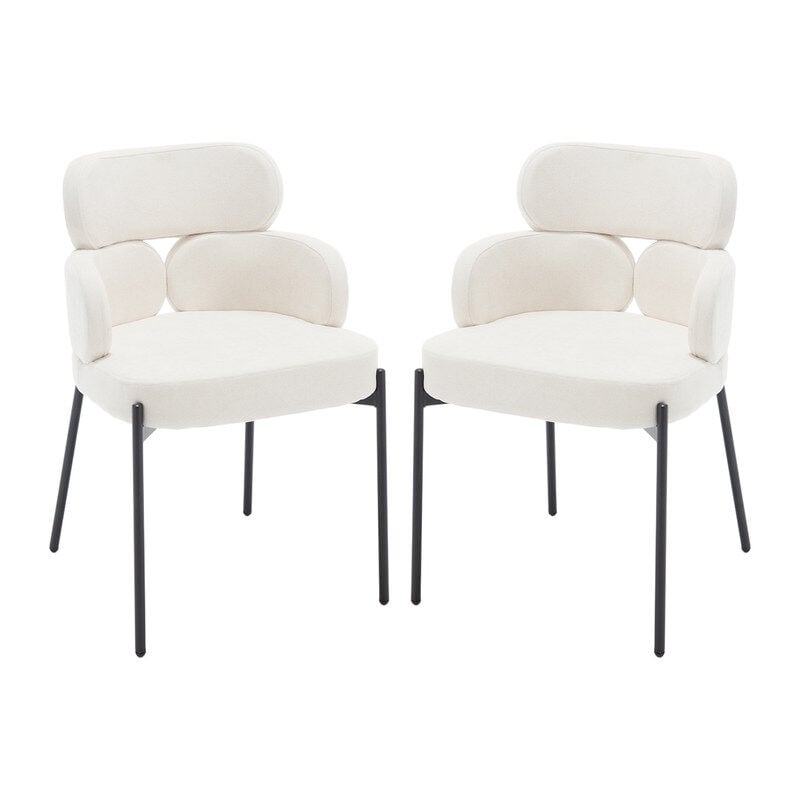foto del prodotto wahson sedie set di 2, sedie da pranzo sedie da cucina moderne in tessuto sedia imbottite con gambe in metallo sedie da salotto, beige
