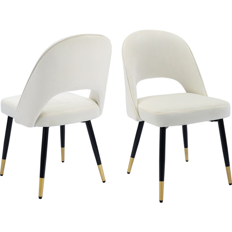 foto del prodotto wahson set di 2 sedie da pranzo in velluto sedie da cucina moderne con gambe in metallo per soggiorno, bianco