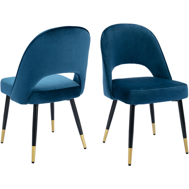 foto del prodotto wahson set di 2 sedie da pranzo in velluto sedie da cucina moderne con gambe in metallo per soggiorno, blu
