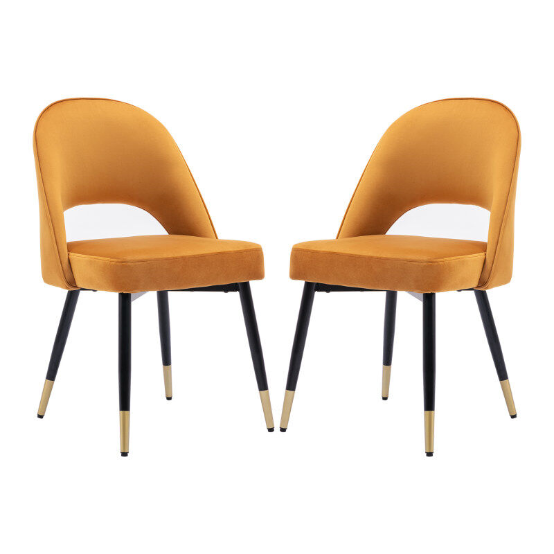 foto del prodotto wahson set di 2 sedie da pranzo in velluto sedie da cucina moderne con gambe in metallo per soggiorno, giallo