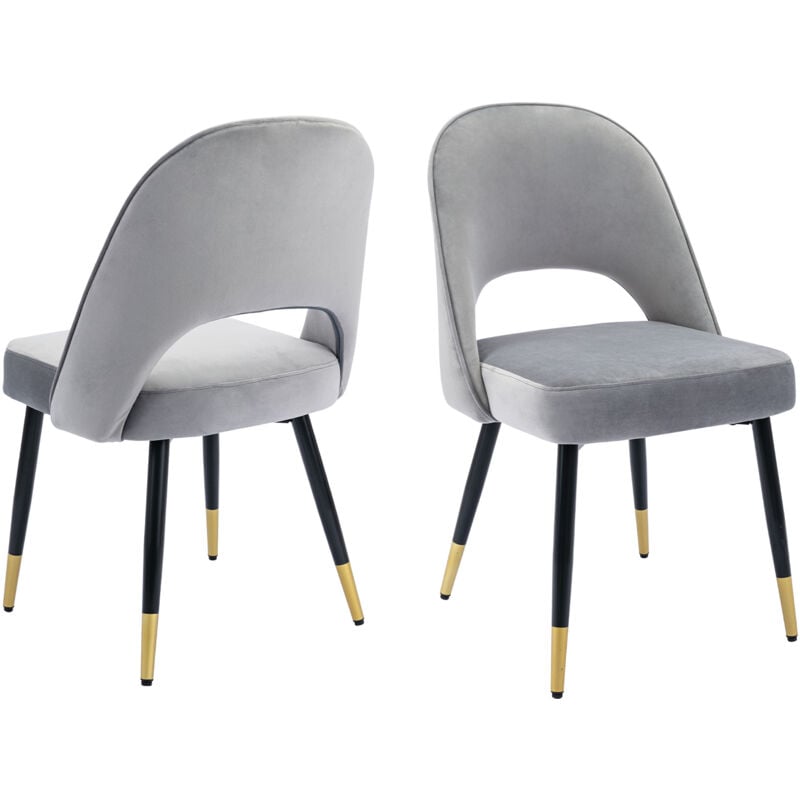 foto del prodotto wahson set di 2 sedie da pranzo in velluto sedie da cucina moderne con gambe in metallo per soggiorno, grigio