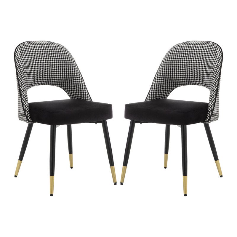 foto del prodotto wahson set di 2 sedie da pranzo in velluto sedie da cucina moderne con gambe in metallo per soggiorno, nero