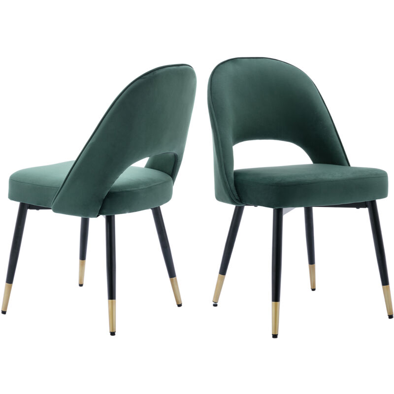 foto del prodotto wahson set di 2 sedie da pranzo in velluto sedie da cucina moderne con gambe in metallo per soggiorno, verde