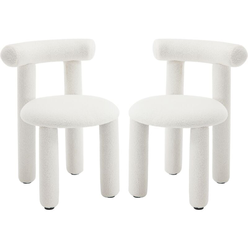 foto del prodotto wahson set di 2 sedie da pranzo sedie da cucina sedie sala da pranzo moderne in pelliccia con gambe in metallo sedie da salotto per ristorante, bianco