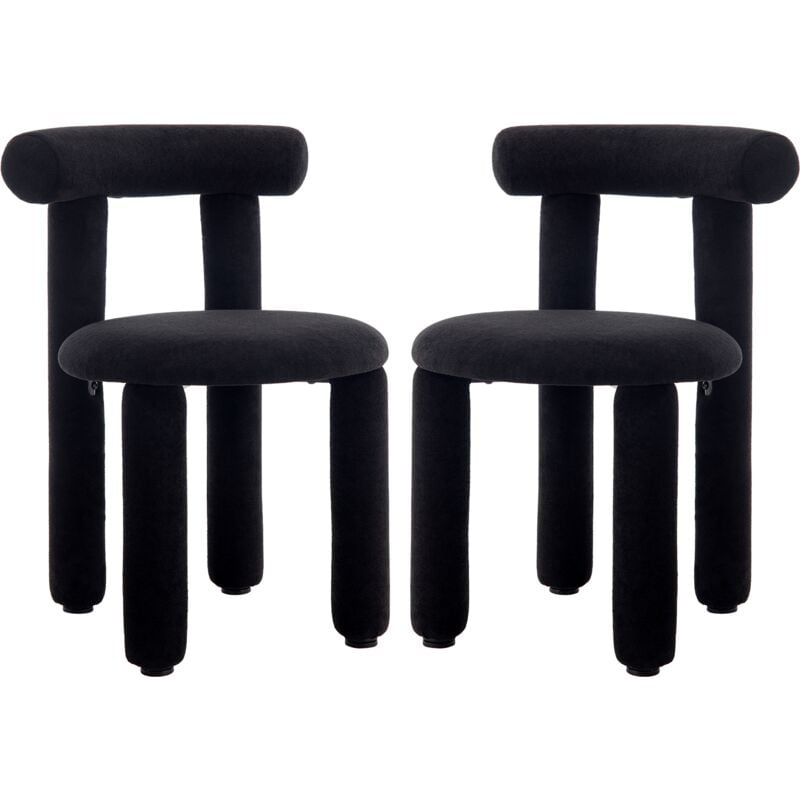foto del prodotto wahson set di 2 sedie da pranzo sedie da cucina sedie sala da pranzo moderne in pelliccia con gambe in metallo sedie da salotto per soggiorno, nero