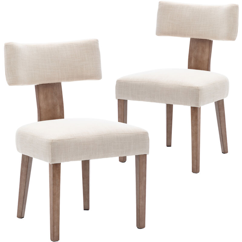 foto del prodotto wahson set di 2 sedie, sedie da pranzo retr sedie da cucina con gambe in legno sedie per cucina soggiorno, lino, beige