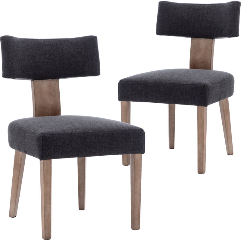 foto del prodotto wahson set di 2 sedie, sedie da pranzo retr sedie da cucina con gambe in legno sedie per cucina soggiorno, lino, grigio scuro