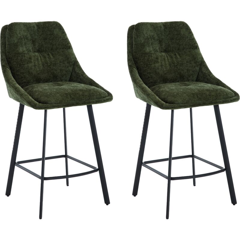 foto del prodotto wahson set di 2 sgabelli da bar sgabelli cucina sgabelli alti moderni in tessuto con schienale, gambe in metallo sgabelli per cucina bancone, verde