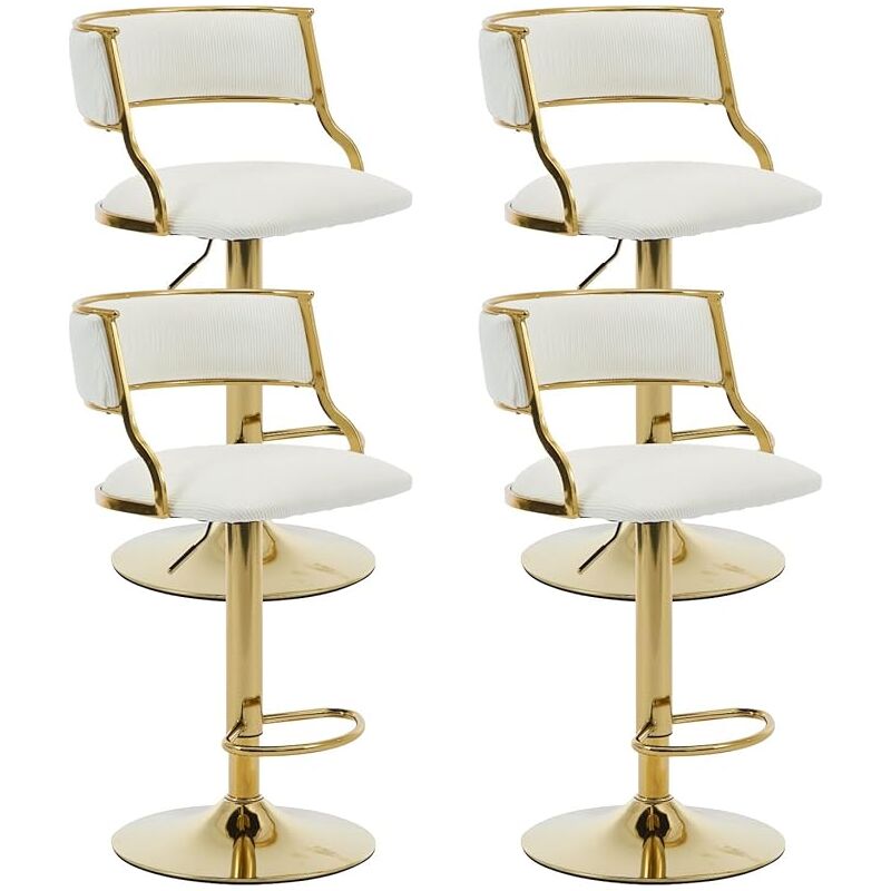 foto del prodotto wahson set di 4 sgabelli da bar in velluto sgabelli cucina moderni sgabelli alti con gambe in metallo dorato per cucina bancone, beige
