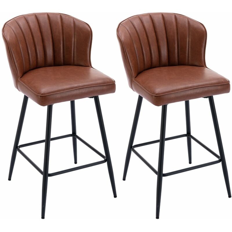 foto del prodotto wahson sgabelli bar, set di 2 sgabelli da bar in ecopelle sgabelli cucina moderni sgabelli alti con gambe in metallo per cucina bancone, marrone